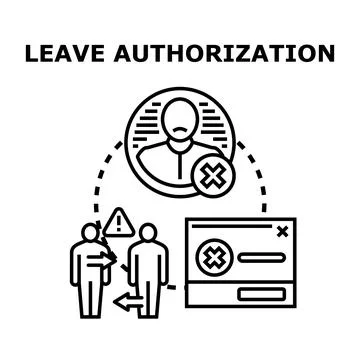 Denying leave authorization request in human resources management process Stock Illustration
