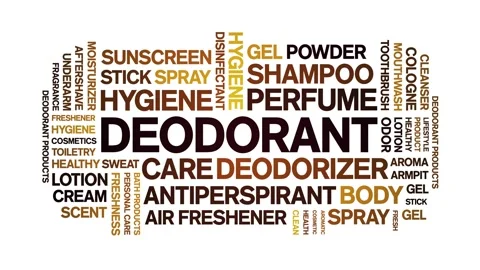 Deodorant animated word cloud,animation tag kinetic typography seamless loop. Stock Footage 300673853