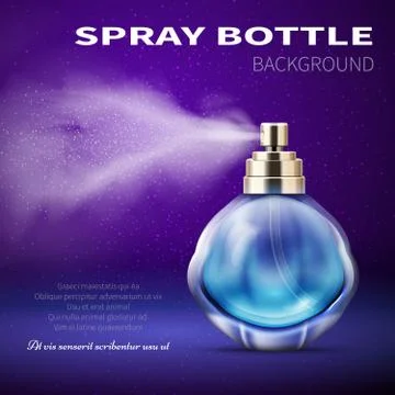 Deodorant bottle with translucent water spray mist. Product promotional vector Stock Illustration