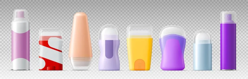 Deodorant package mockups realistic 3d vector set Stock Illustration