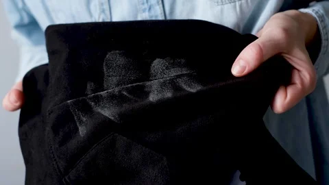 Deodorant stains on black clothes Stock Footage 296405734