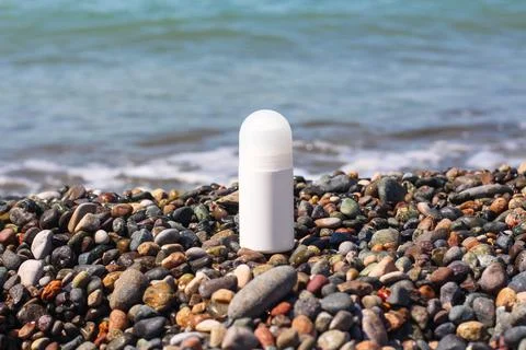 Deodorant white bottle Foto stock