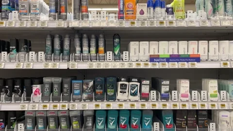 Deodorants on a shelf Stock-Footage 195279372
