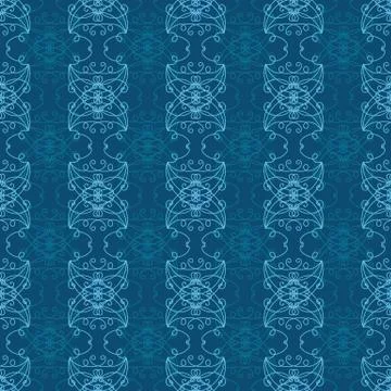 Deorative abstract ornamental seamless vector pattern in blue Illustrazione stock