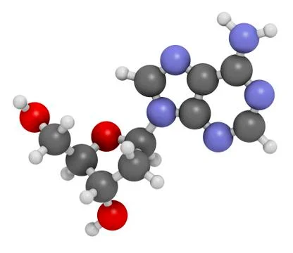 Deoxyadenosine nucleoside molecule Stock Illustration
