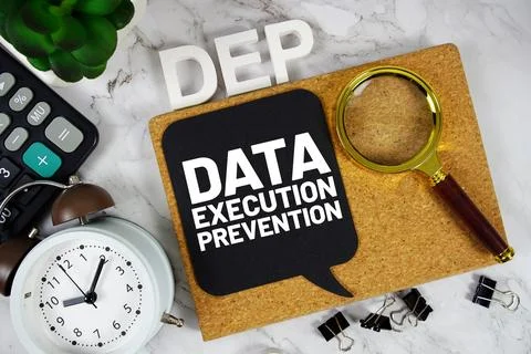 DEP - Data Execution Prevention acronym with calculator, alarm clock and ma.. Stock Photos