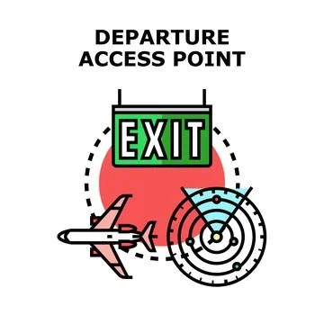 Departing access point with radar and exit sign Stock Illustration