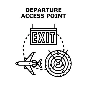 Departing access point with radar and exit sign Stock Illustration