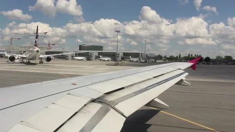 Departing plane wing view 2014 Stock Footage 139241773