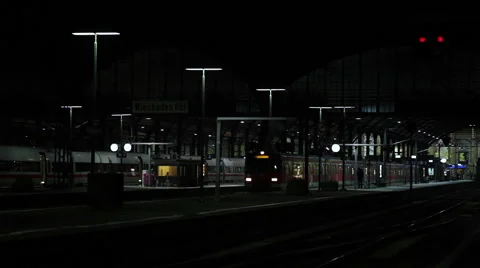 Departing train at night Stock Footage 43089756
