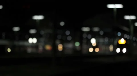Departing train at night Видео 43090030