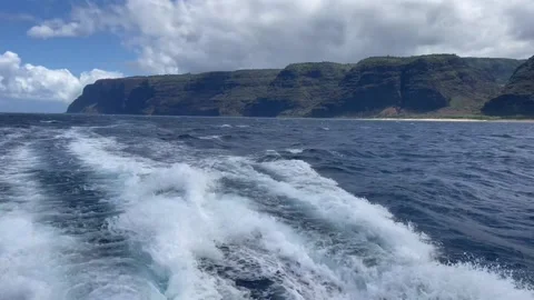 Departing View of Coastal Cliffs Stock Footage 311888649