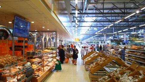 Department of bread in supermarket Stock Footage 105081532