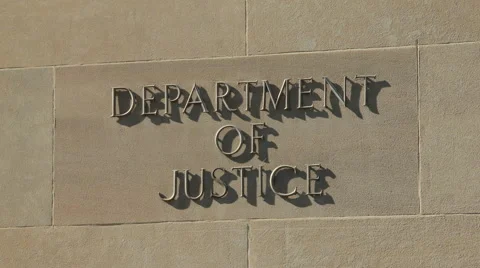 Department of Justice United States of America building sign Stock Footage