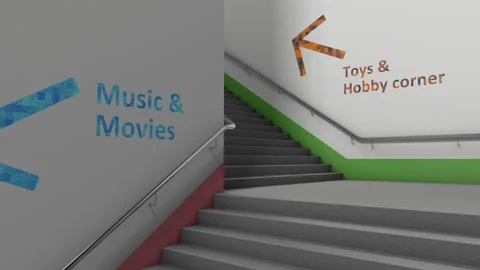 Department store staircase sections floor. Toy and hobby section Stock-Footage 222028830