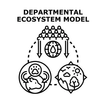 Departmental ecosystem model optimizing sustainable natural resources Illustrazione stock