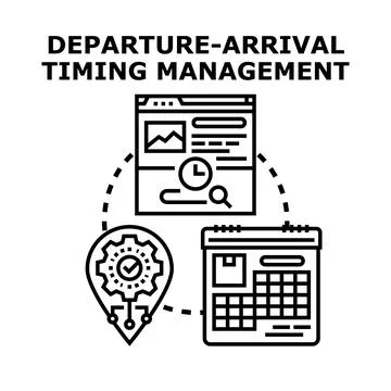 Departure arrival timing management system planning Stock Illustration