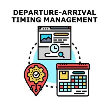 Departure arrival timing management system planning Stock Illustration