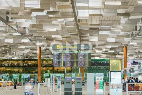 Departure Board in Changi Airport. Departure Hall Singapore Stock Photos