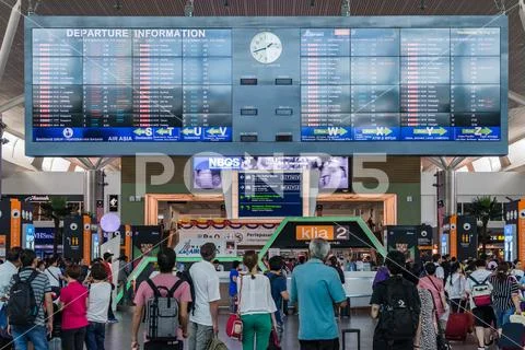 Departure Board in KL International Airport. Departure Hall Malaysia Stock Photos