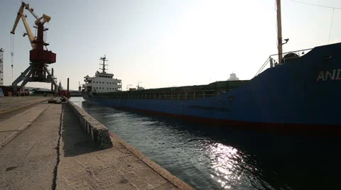 Departure cargo ship. continued Stock Footage 61529849