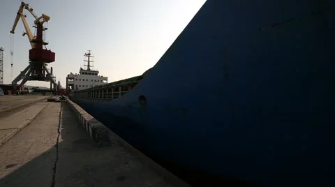 Departure cargo ship, time lapce Stock Footage 61533835