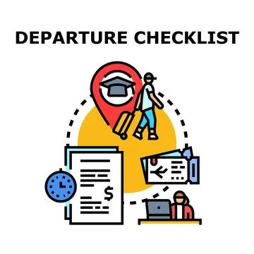 Departure checklist preparing for study abroad journey Stock Illustration