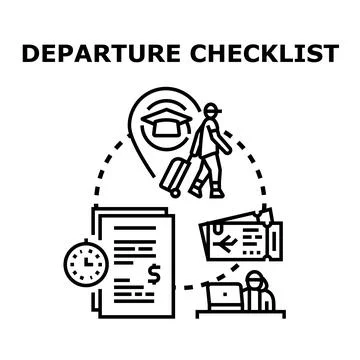Departure checklist preparing for study abroad journey Stock Illustration