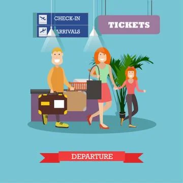 Departure concept vector illustration in flat style Stock Illustration