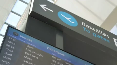 Departure Display Only Shows Few Flights Due to Covid-19 Travel Restriction Stock Footage 130276953