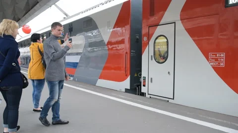 Departure of the double-decker train Mikhail Ulyanov Stock-Footage 64085778
