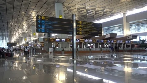 Departure hall of Soekarno Hatta Interna... | Stock Video | Pond5