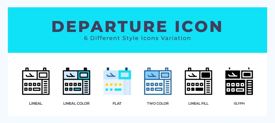 Departure icon set pack vector illustration. Ilustración de archivo