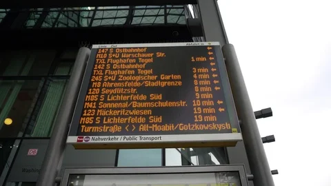 Departure Schedule Timetable Board Berlin Hauptbahnhof Central Railway Station Stock Footage 89487259