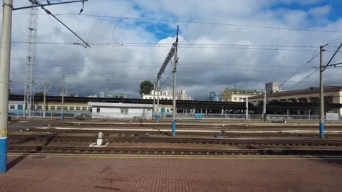 Departure from the Train Station: A View from the Window Stock Footage 252275301