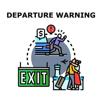 Departure warning for missing flight travel and airport safety Иллюстрация