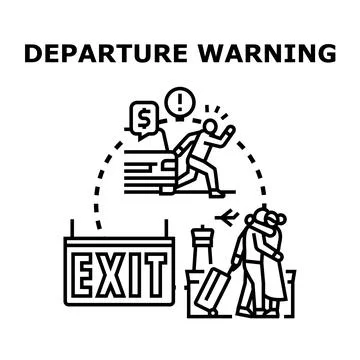 Departure warning for missing flight travel and airport safety Иллюстрация