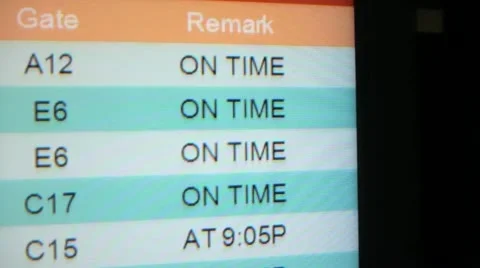 Departures 2 of 3 On Time Stock Footage 19416327