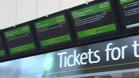 Departures board at train station Stock Footage 53303370
