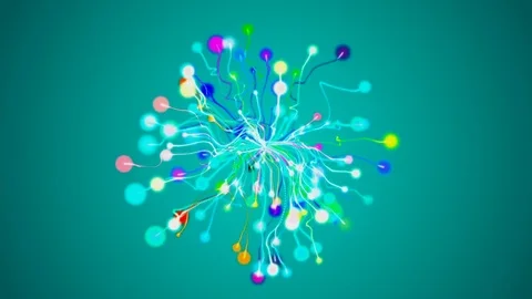Departures from the middle of colored particles Stock-Footage 70429810