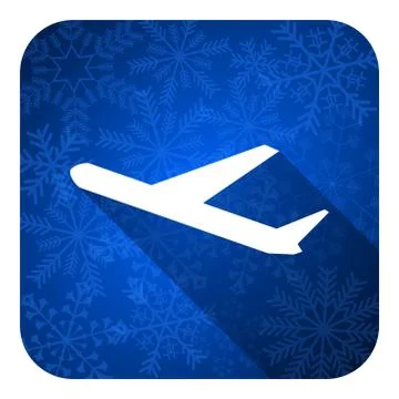 Deparures flat icon, christmas button, plane sign. Ilustración de archivo