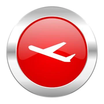 Deparures red circle chrome web icon isolated. Ilustración de archivo