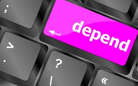 Depend button on computer pc keyboard key. Depend text Illustrazione stock