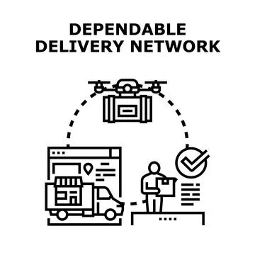 Dependable delivery network delivering goods to customer イラスト素材