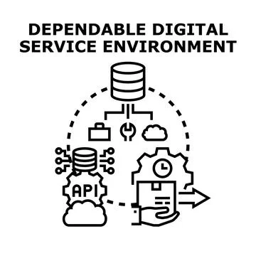 Dependable digital service environment concept illustration イラスト素材
