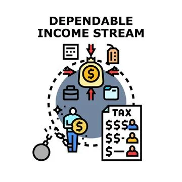 Dependable income stream generating financial stability concept Stock Illustration