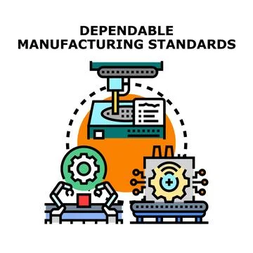 Dependable manufacturing standards assuring quality production process Stock Illustration