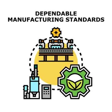 Dependable manufacturing standards ensuring quality production process Stock Illustration