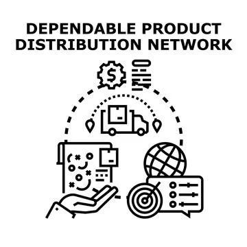 Dependable product distribution network logistics management Stock Illustration