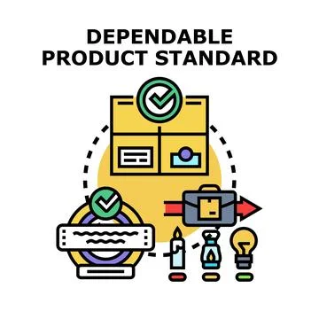 Dependable product standard quality work goal concept Stock Illustration